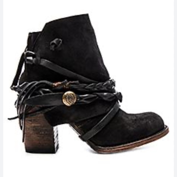 Freebird by Steven Shoes - Black Ankle Boots with Braided Strap